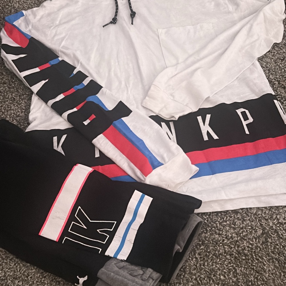 White and Black PINK Hoodie and leggings set